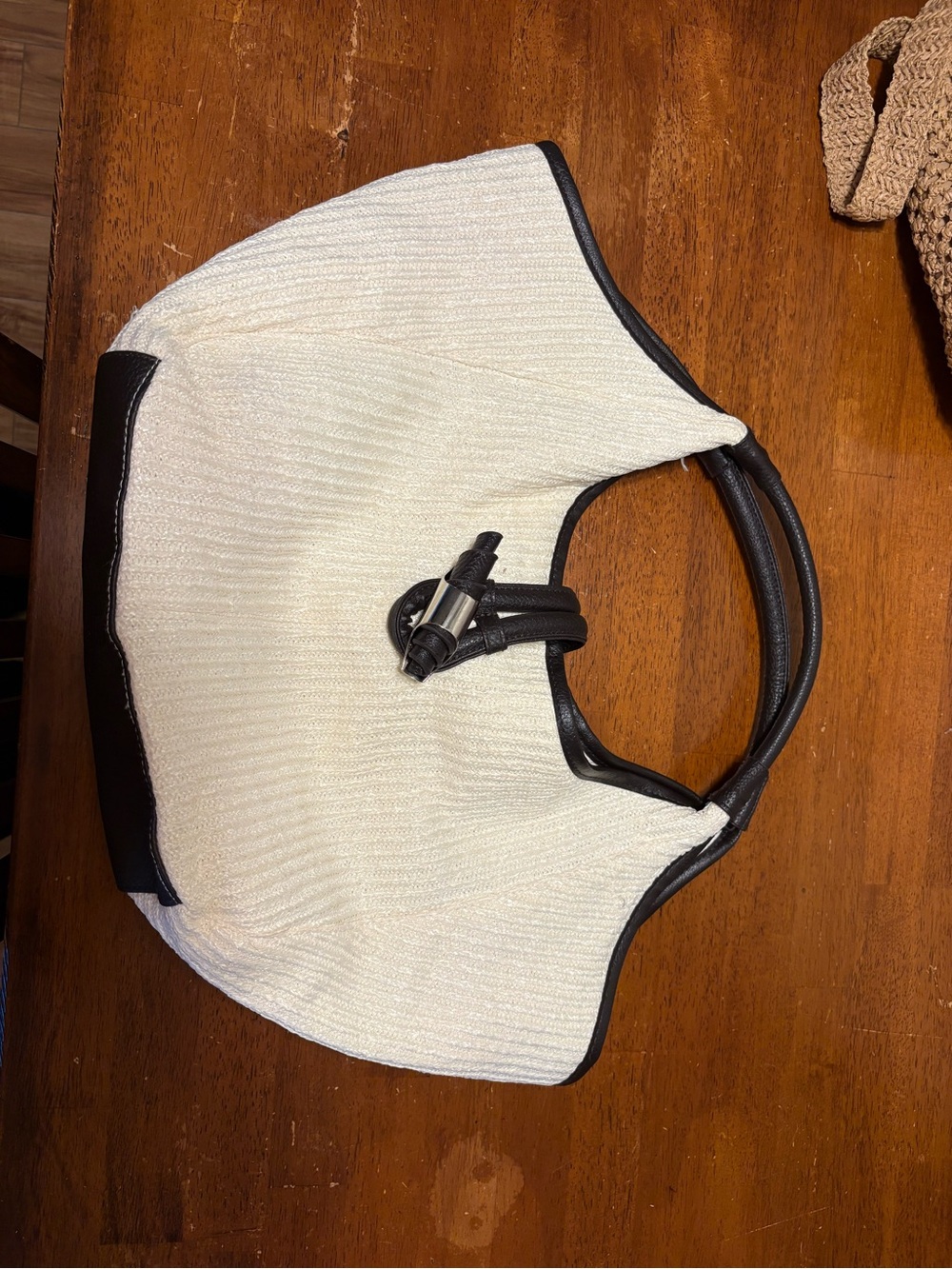Aphorism Cream and Black Hobo Shoulder Bag